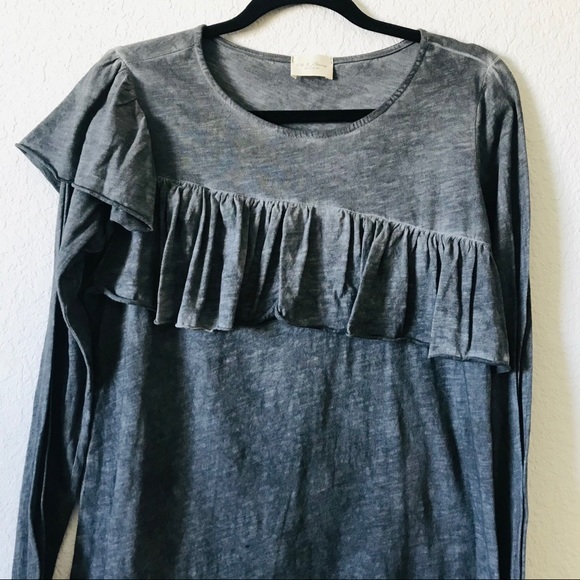 143 Story by lineup M burnout long sleeves ruffled gray shirt - Picture 5 of 6
